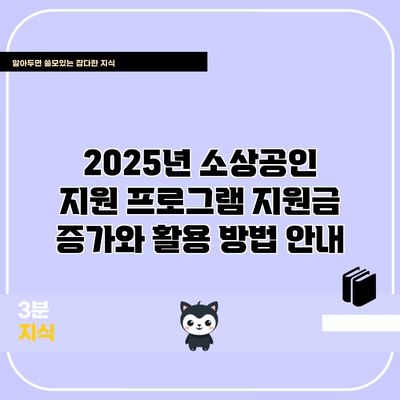 2025년 소상공인 지원 프로그램: 지원금 증가와 활용 방법 안내