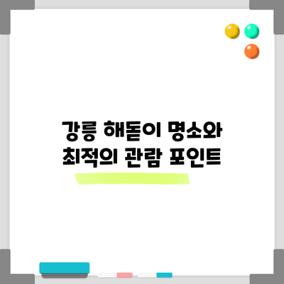강릉 해돋이 명소와 최적의 관람 포인트