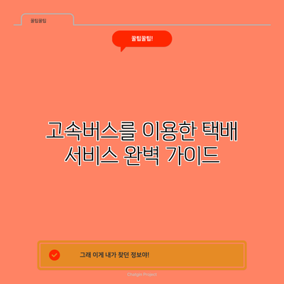 고속버스를 이용한 택배 서비스 완벽 가이드