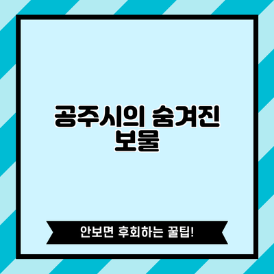 공주시의 숨겨진 보물