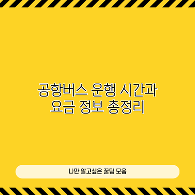 공항버스 운행 시간과 요금 정보 총정리