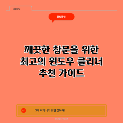 깨끗한 창문을 위한 최고의 윈도우 클리너 추천 가이드