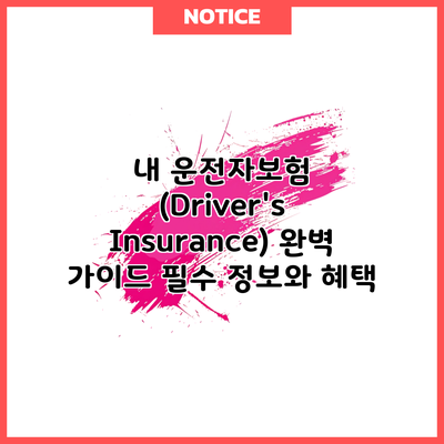 내 운전자보험 (Driver's Insurance) 완벽 가이드: 필수 정보와 혜택