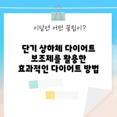 단기 상하체 다이어트 보조제를 활용한 효과적인 다이어트 방법