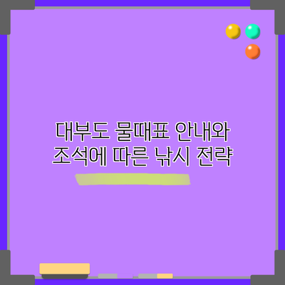 대부도 물때표 안내와 조석에 따른 낚시 전략
