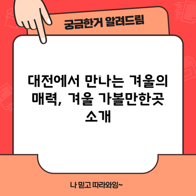 대전에서 만나는 겨울의 매력, 겨울 가볼만한곳 소개