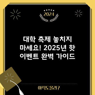 대학 축제 놓치지 마세요! 2025년 핫 이벤트 완벽 가이드