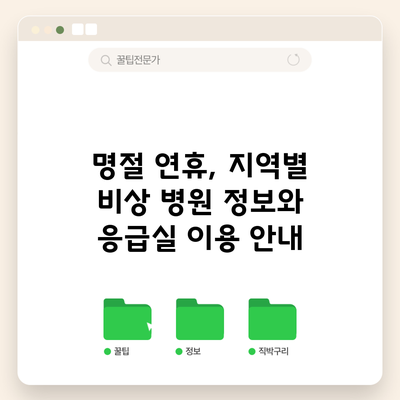 명절 연휴, 지역별 비상 병원 정보와 응급실 이용 안내