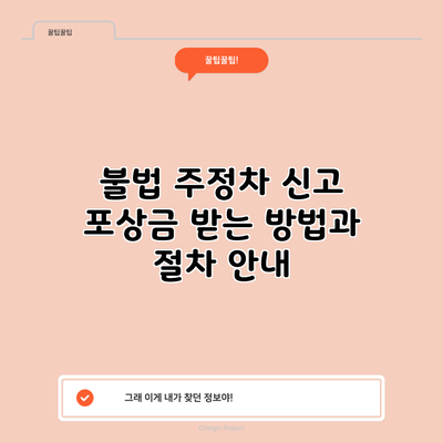 불법 주정차 신고 포상금 받는 방법과 절차 안내