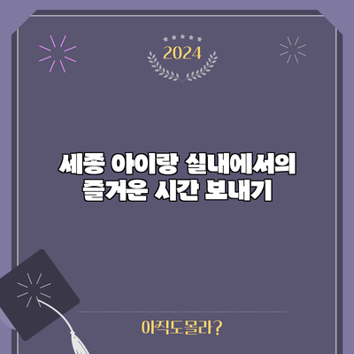 세종 아이랑 실내에서의 즐거운 시간 보내기