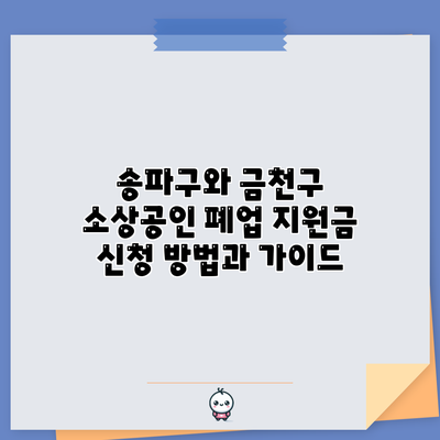 송파구와 금천구 소상공인 폐업 지원금 신청 방법과 가이드