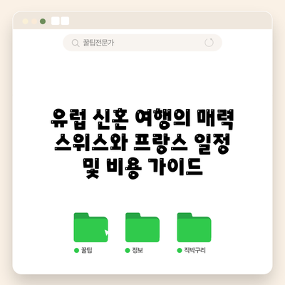 유럽 신혼 여행의 매력: 스위스와 프랑스 일정 및 비용 가이드