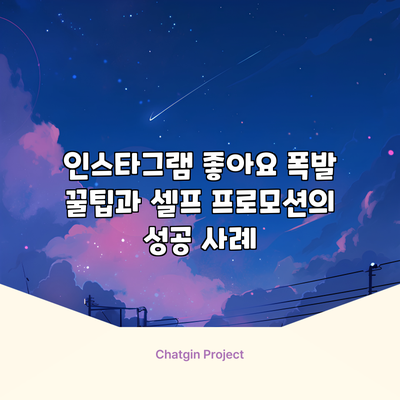 인스타그램 좋아요 폭발 꿀팁과 셀프 프로모션의 성공 사례