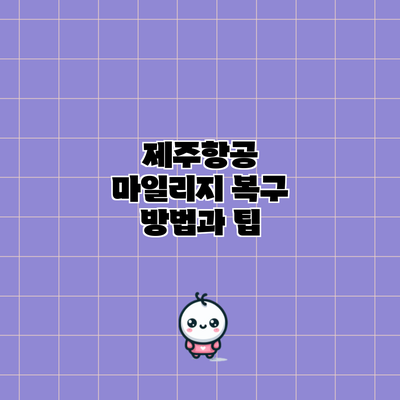 제주항공 마일리지 복구 방법과 팁