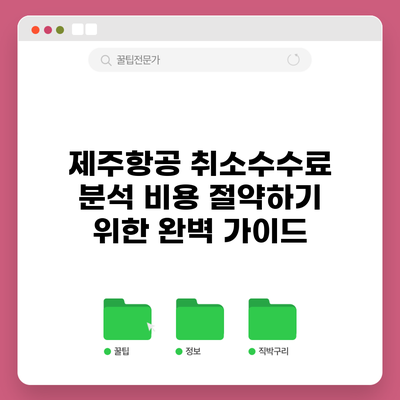 제주항공 취소수수료 분석: 비용 절약하기 위한 완벽 가이드