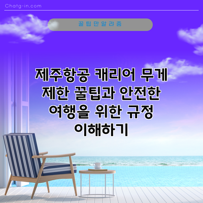 제주항공 캐리어 무게 제한 꿀팁과 안전한 여행을 위한 규정 이해하기