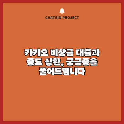 카카오 비상금 대출과 중도 상환, 궁금증을 풀어드립니다