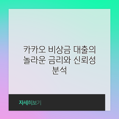 카카오 비상금 대출의 놀라운 금리와 신뢰성 분석