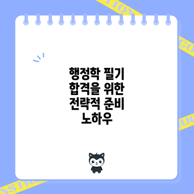행정학 필기 합격을 위한 전략적 준비 노하우