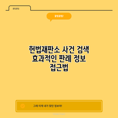 헌법재판소 사건 검색: 효과적인 판례 정보 접근법
