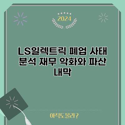 LS일렉트릭 폐업 사태 분석: 재무 악화와 파산 내막
