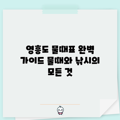 영흥도 물때표 완벽 가이드: 물때와 낚시의 모든 것
