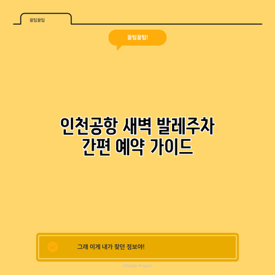 인천공항 새벽 발레주차 간편 예약 가이드