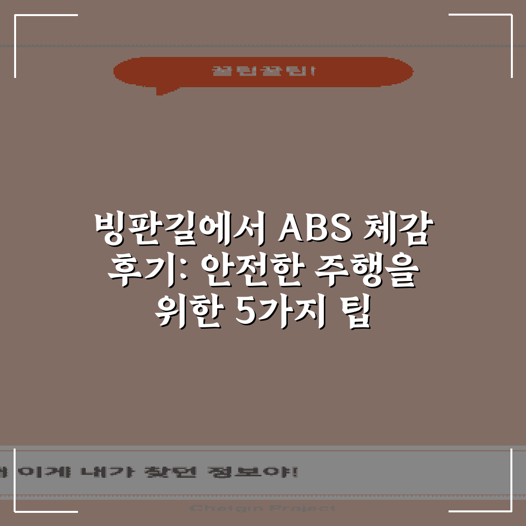 빙판길에서 ABS 체감 후기: 안전한 주행을 위한 5가지 팁